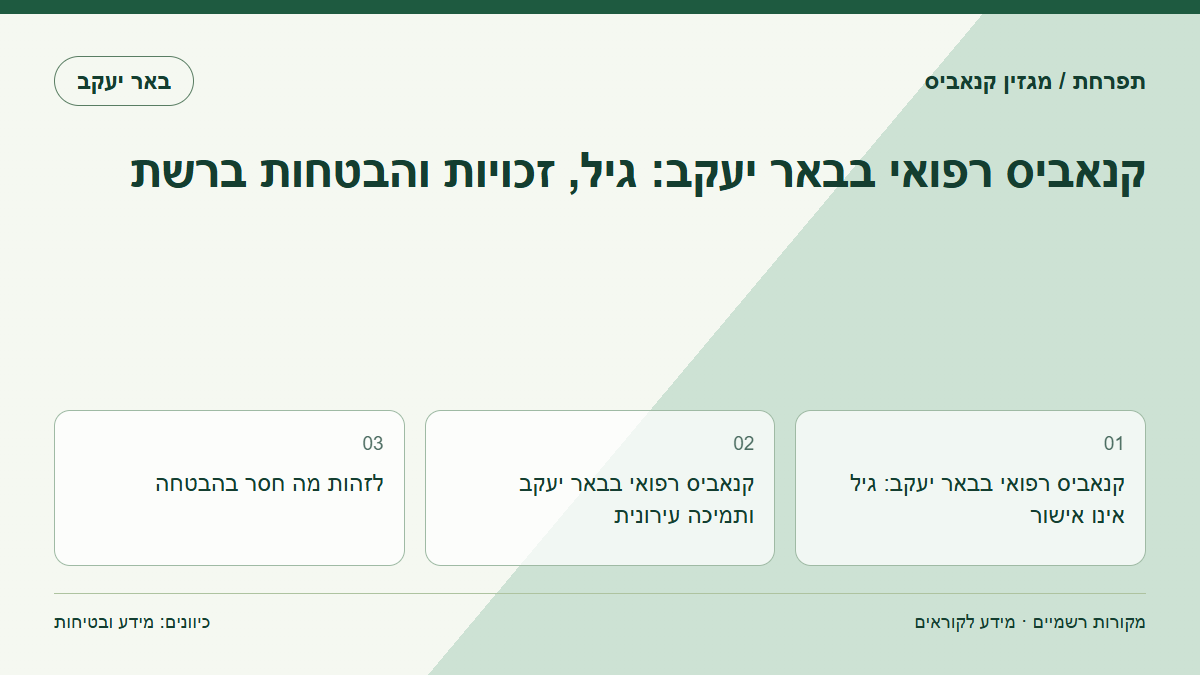 קנאביס רפואי בבאר יעקב: גיל, זכויות והבטחות ברשת