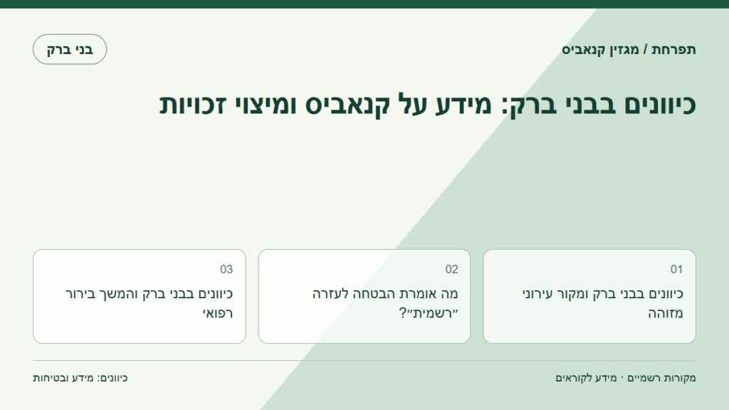 כיוונים בבני ברק: מידע על קנאביס ומיצוי זכויות