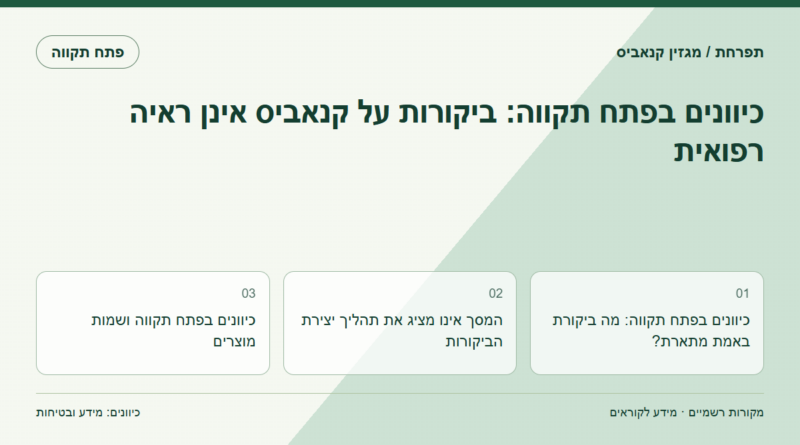 כיוונים בפתח תקווה: ביקורות על קנאביס אינן ראיה רפואית