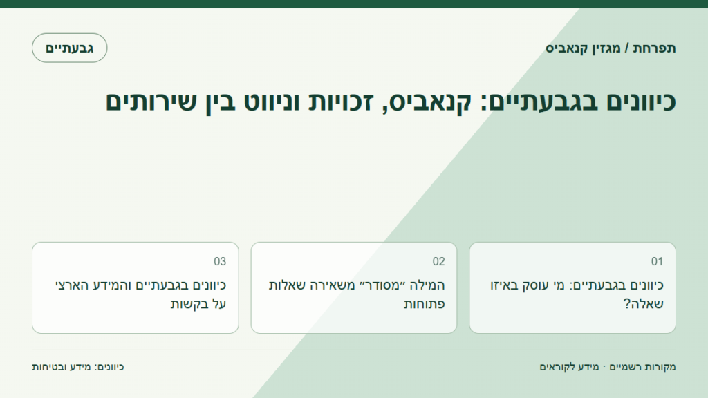 כיוונים בגבעתיים: קנאביס, זכויות וניווט בין שירותים