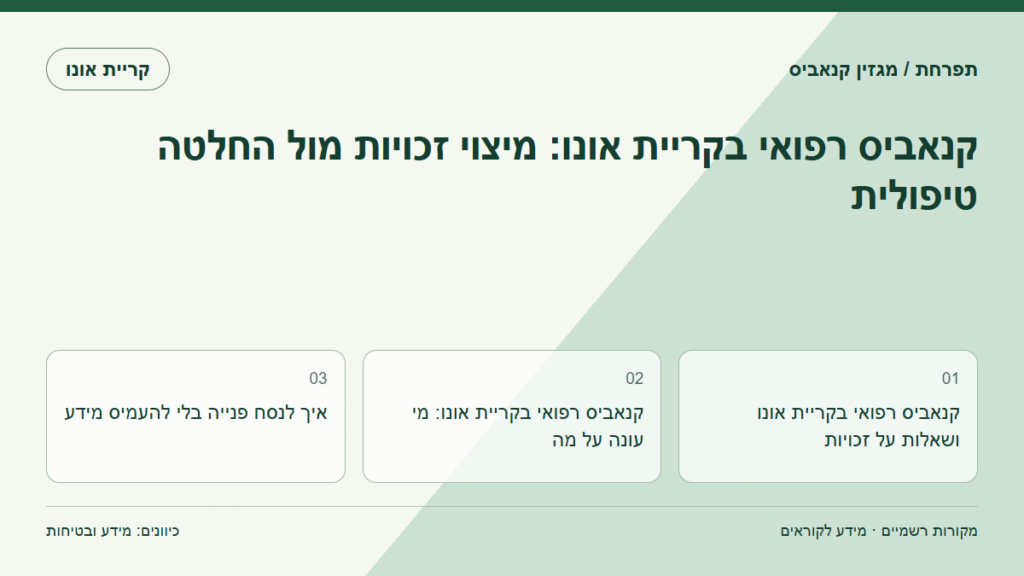 קנאביס רפואי בקריית אונו: מיצוי זכויות מול החלטה טיפולית
