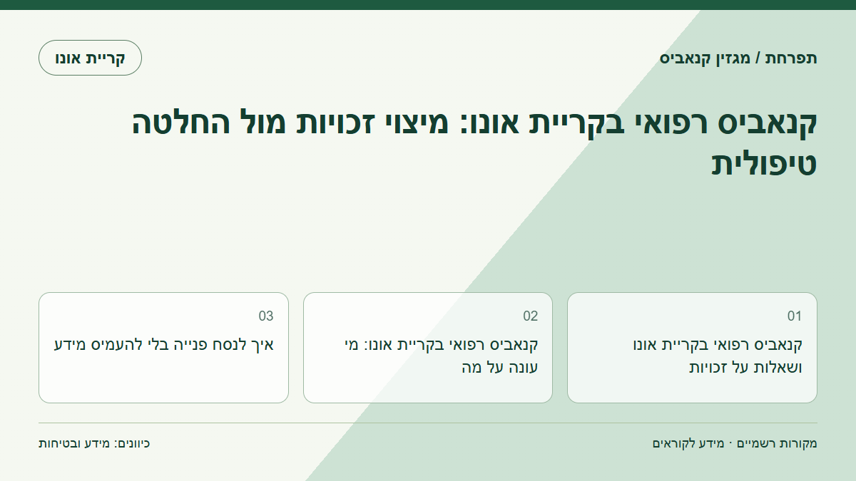 קנאביס רפואי בקריית אונו: מיצוי זכויות מול החלטה טיפולית