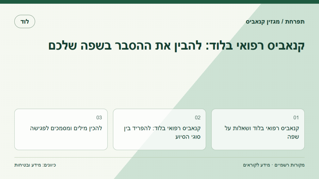 קנאביס רפואי בלוד: להבין את ההסבר בשפה שלכם