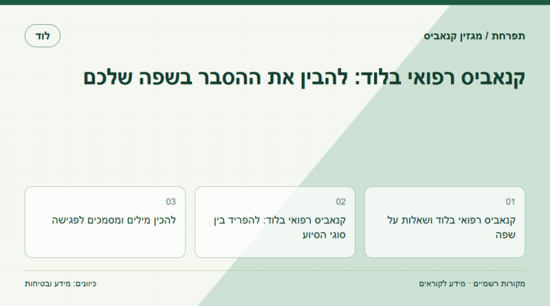 קנאביס רפואי בלוד: להבין את ההסבר בשפה שלכם