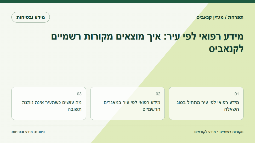 מידע רפואי לפי עיר: איך מוצאים מקורות רשמיים לקנאביס