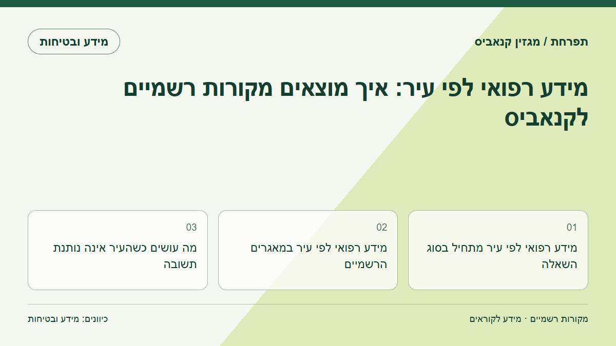 מידע רפואי לפי עיר: איך מוצאים מקורות רשמיים לקנאביס