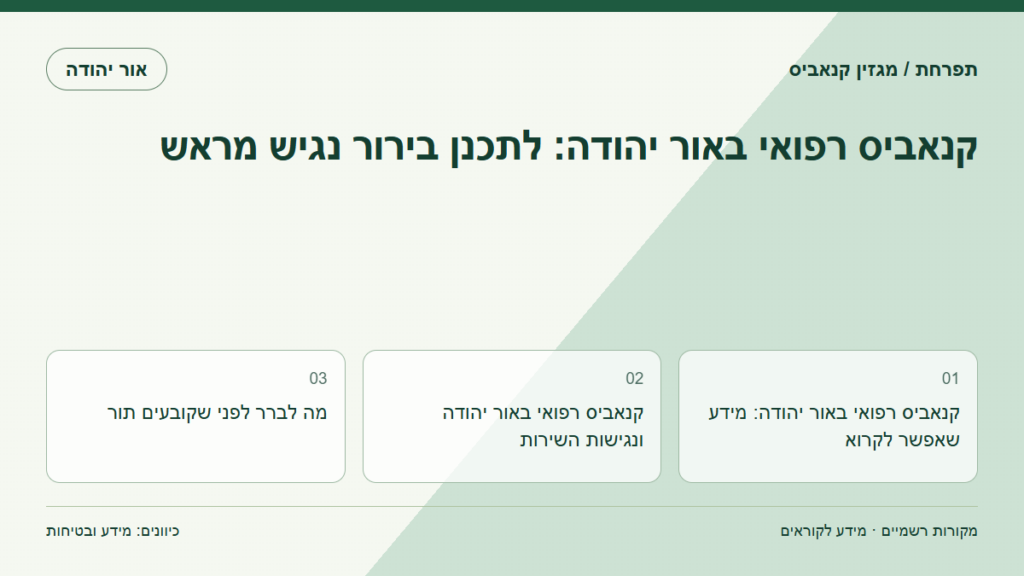 קנאביס רפואי באור יהודה: לתכנן בירור נגיש מראש