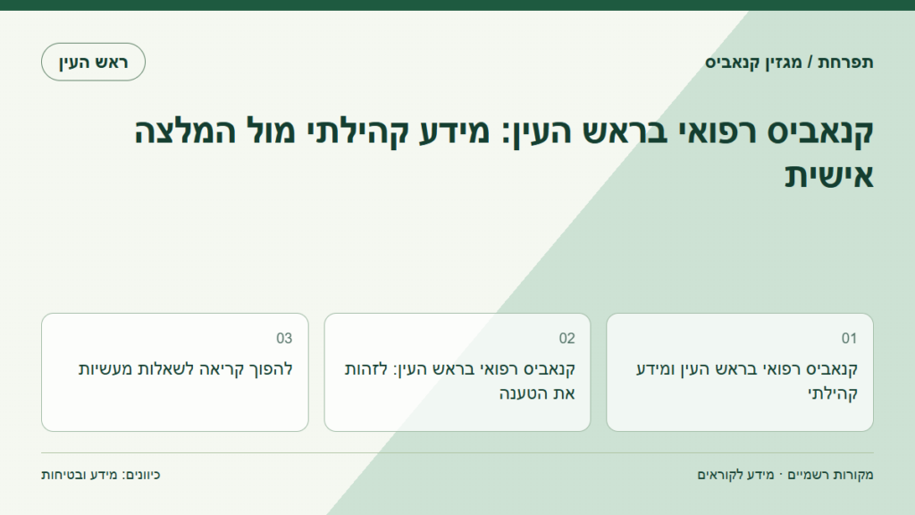 קנאביס רפואי בראש העין: מידע קהילתי מול המלצה אישית