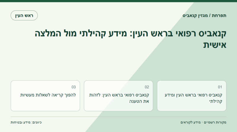 קנאביס רפואי בראש העין: מידע קהילתי מול המלצה אישית