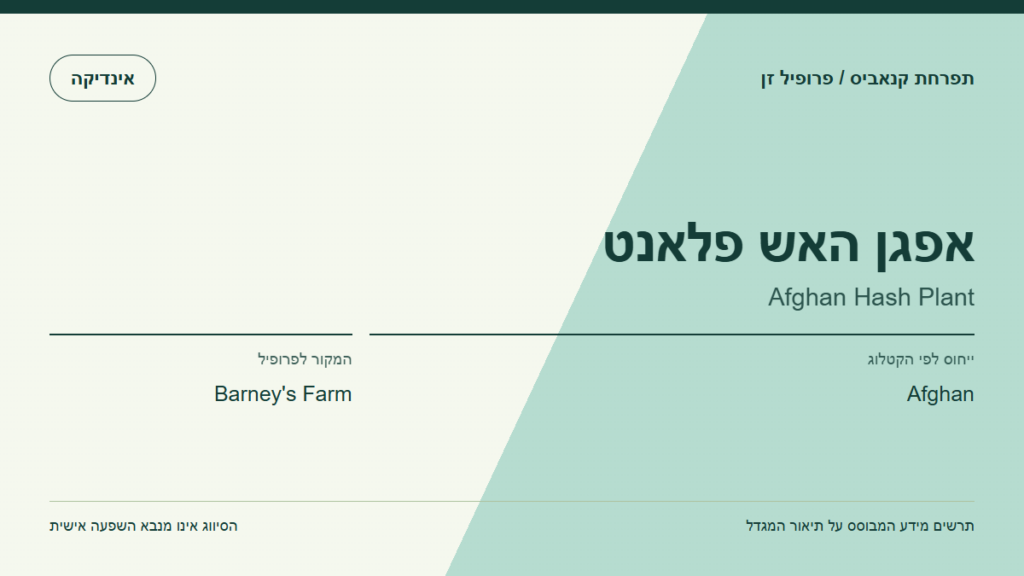 תרשים פרופיל הזן אפגן האש פלאנט לפי קטלוג המגדל