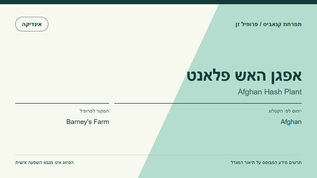 תרשים פרופיל הזן אפגן האש פלאנט לפי קטלוג המגדל