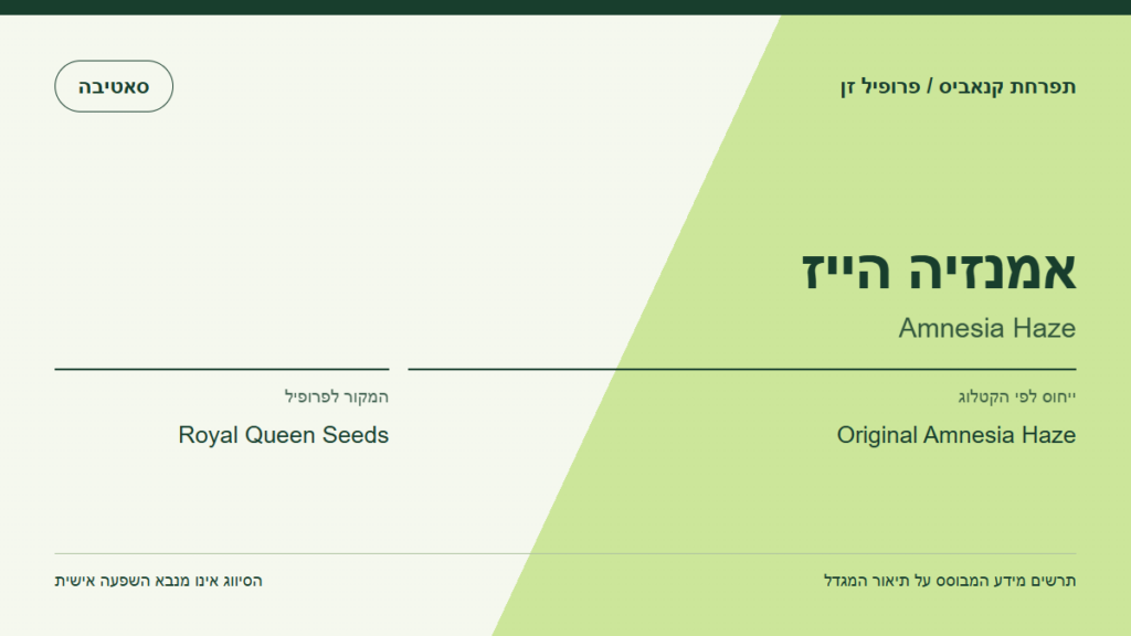 תרשים פרופיל הזן אמנזיה הייז לפי קטלוג המגדל
