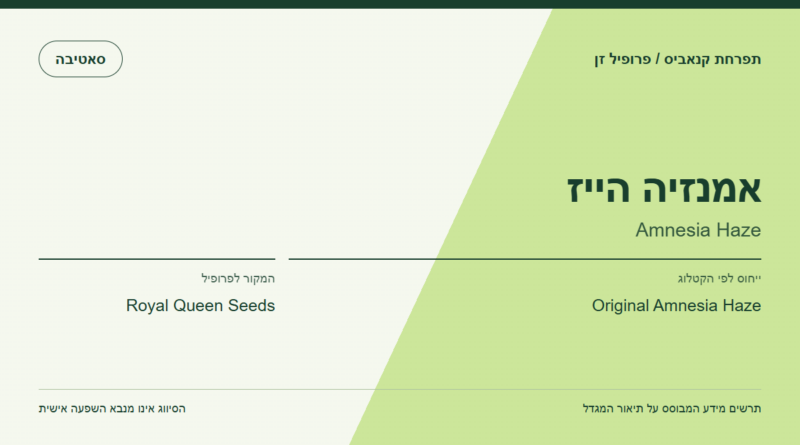 תרשים פרופיל הזן אמנזיה הייז לפי קטלוג המגדל