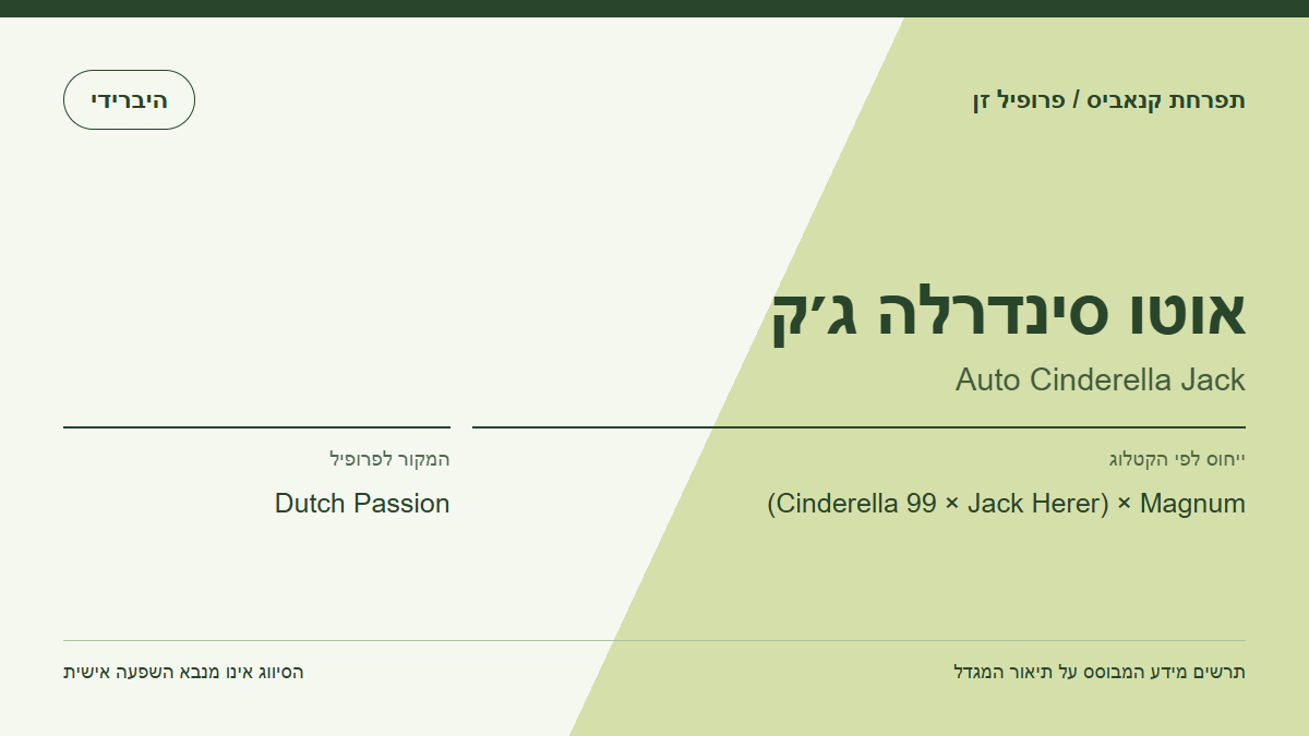 תרשים פרופיל הזן אוטו סינדרלה ג׳ק לפי קטלוג המגדל