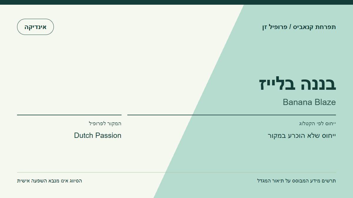 תרשים פרופיל הזן בננה בלייז לפי קטלוג המגדל