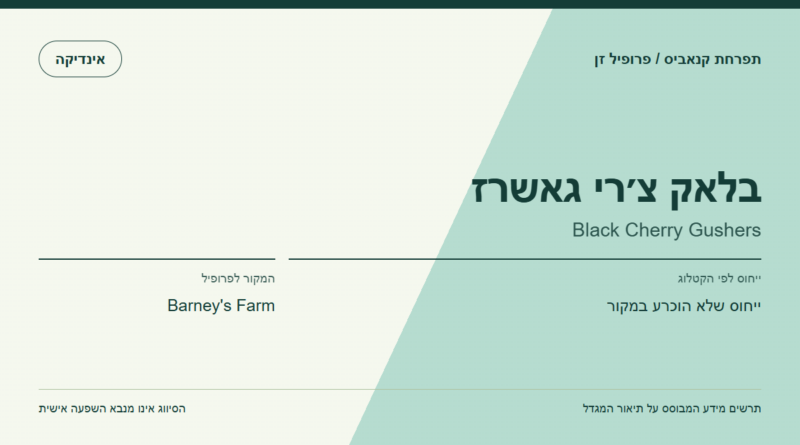 תרשים פרופיל הזן בלאק צ׳רי גאשרז לפי קטלוג המגדל