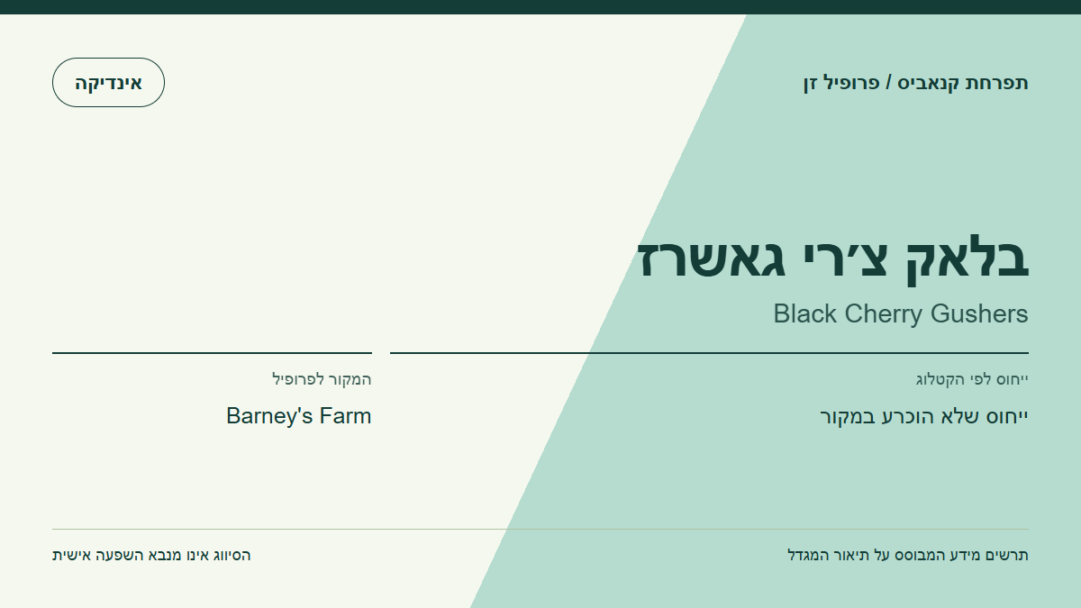 תרשים פרופיל הזן בלאק צ׳רי גאשרז לפי קטלוג המגדל