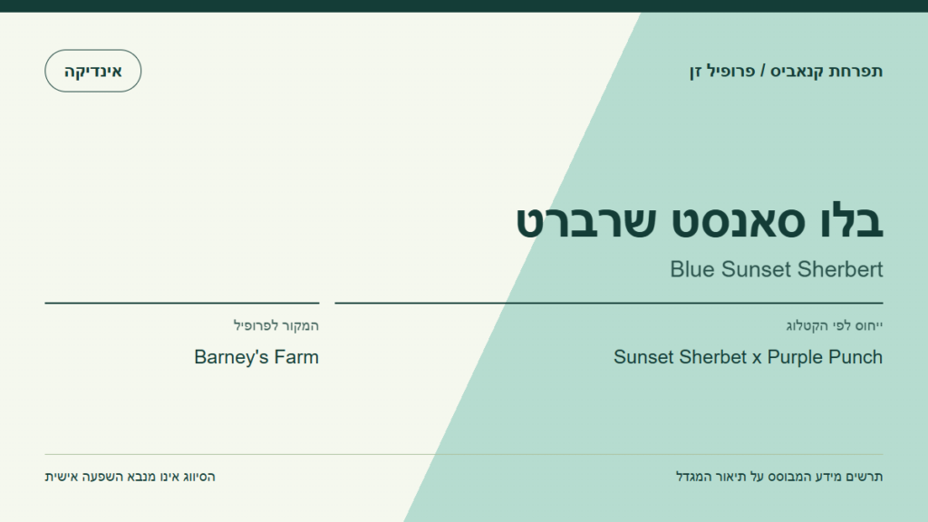 תרשים פרופיל הזן בלו סאנסט שרברט לפי קטלוג המגדל