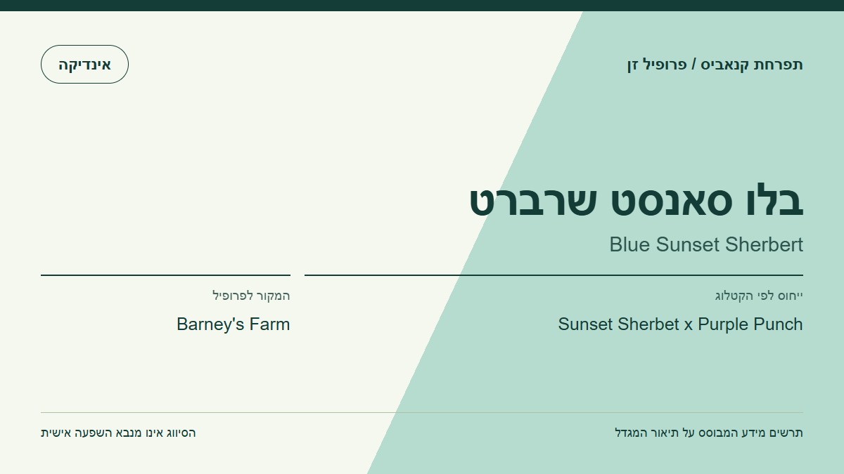 תרשים פרופיל הזן בלו סאנסט שרברט לפי קטלוג המגדל