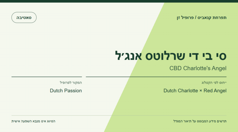 תרשים פרופיל הזן סי בי די שרלוטס אנג׳ל לפי קטלוג המגדל