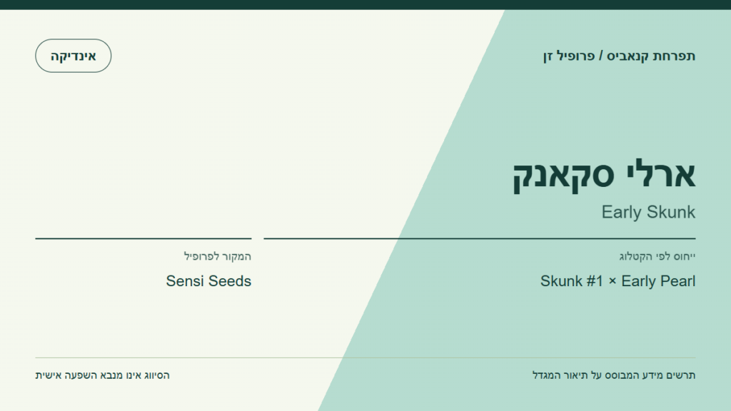 תרשים פרופיל הזן ארלי סקאנק לפי קטלוג המגדל