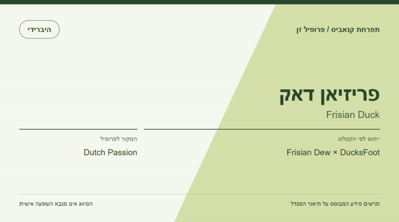 תרשים פרופיל הזן פריזיאן דאק לפי קטלוג המגדל