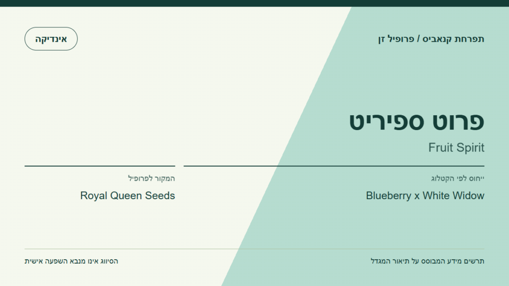 תרשים פרופיל הזן פרוט ספיריט לפי קטלוג המגדל