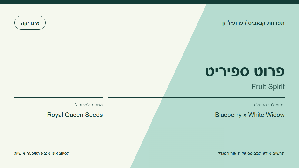 תרשים פרופיל הזן פרוט ספיריט לפי קטלוג המגדל