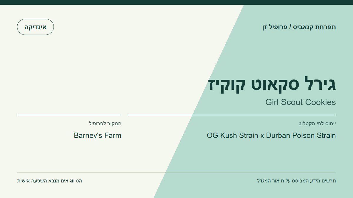 תרשים פרופיל הזן גירל סקאוט קוקיז לפי קטלוג המגדל
