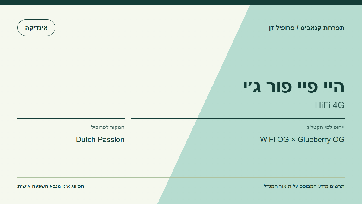תרשים פרופיל הזן היי פיי פור ג׳י לפי קטלוג המגדל