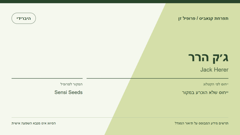 תרשים פרופיל הזן ג׳ק הרר לפי קטלוג המגדל