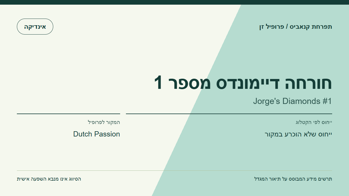 תרשים פרופיל הזן חורחה דיימונדס מספר 1 לפי קטלוג המגדל