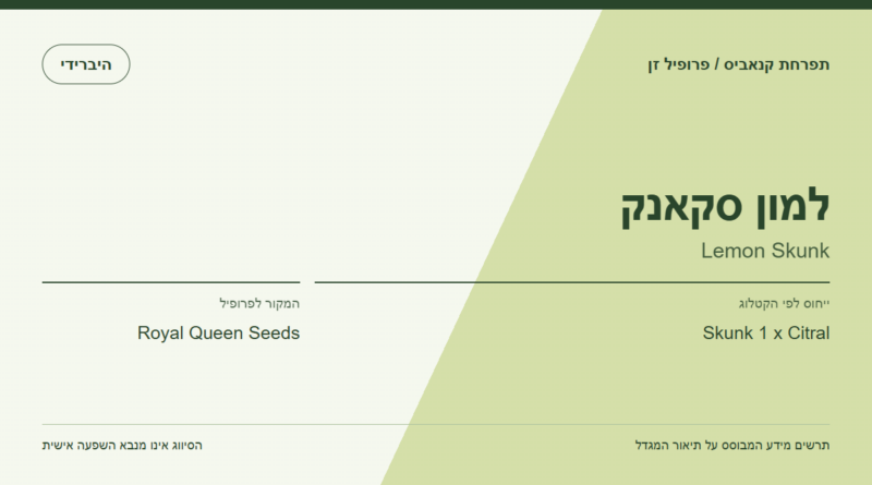 תרשים פרופיל הזן למון סקאנק לפי קטלוג המגדל