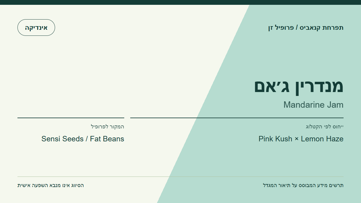 תרשים פרופיל הזן מנדרין ג׳אם לפי קטלוג המגדל