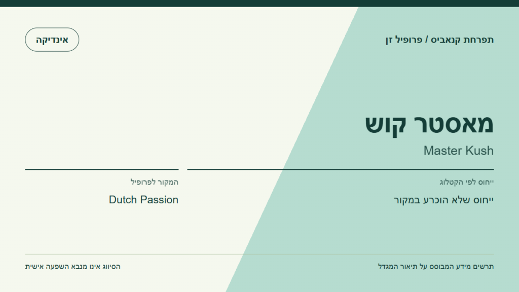 תרשים פרופיל הזן מאסטר קוש לפי קטלוג המגדל