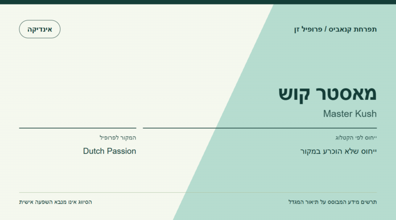 תרשים פרופיל הזן מאסטר קוש לפי קטלוג המגדל