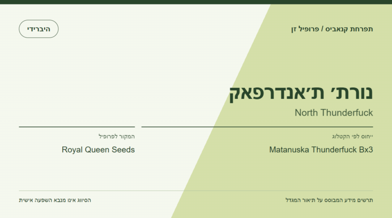 תרשים פרופיל הזן נורת׳ ת׳אנדרפאק לפי קטלוג המגדל
