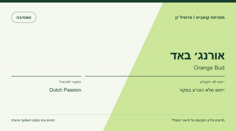 תרשים פרופיל הזן אורנג׳ באד לפי קטלוג המגדל
