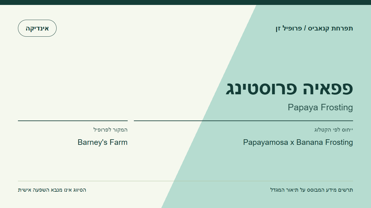 תרשים פרופיל הזן פפאיה פרוסטינג לפי קטלוג המגדל