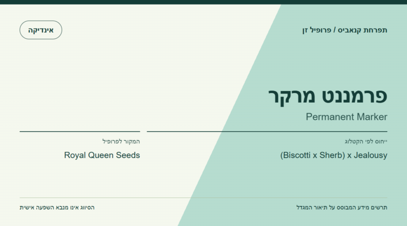 תרשים פרופיל הזן פרמננט מרקר לפי קטלוג המגדל