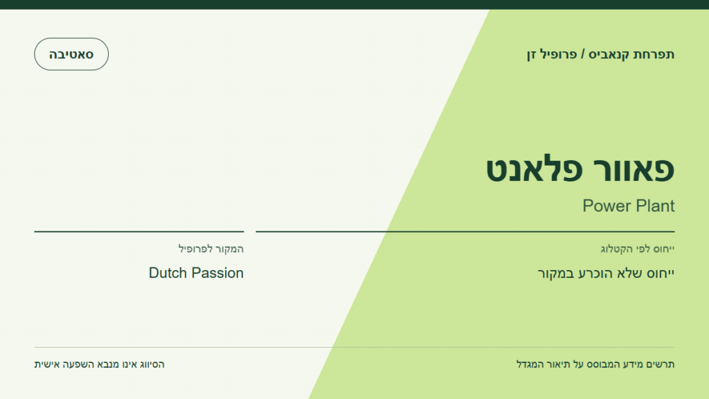 תרשים פרופיל הזן פאוור פלאנט לפי קטלוג המגדל