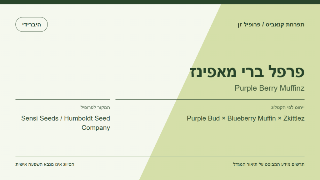 תרשים פרופיל הזן פרפל ברי מאפינז לפי קטלוג המגדל