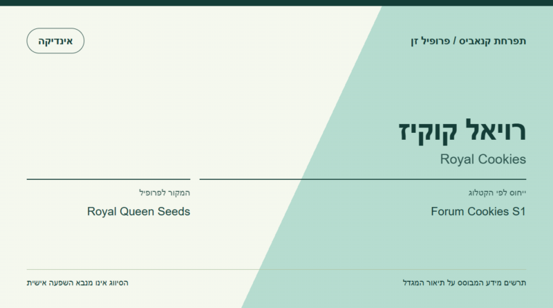תרשים פרופיל הזן רויאל קוקיז לפי קטלוג המגדל