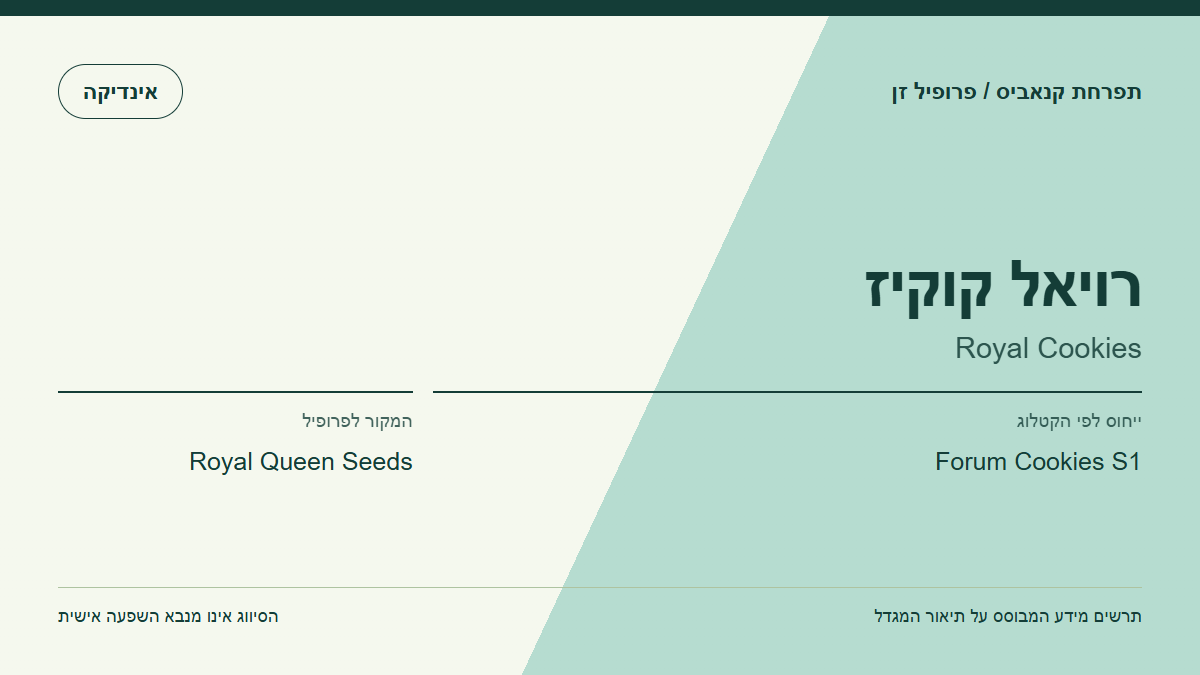 תרשים פרופיל הזן רויאל קוקיז לפי קטלוג המגדל