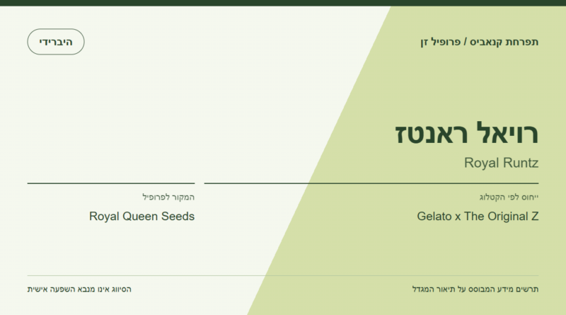 תרשים פרופיל הזן רויאל ראנטז לפי קטלוג המגדל