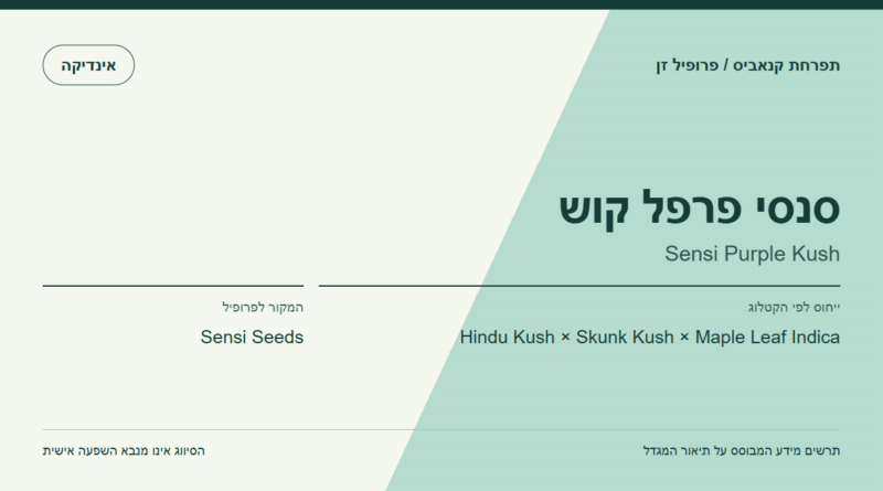 תרשים פרופיל הזן סנסי פרפל קוש לפי קטלוג המגדל