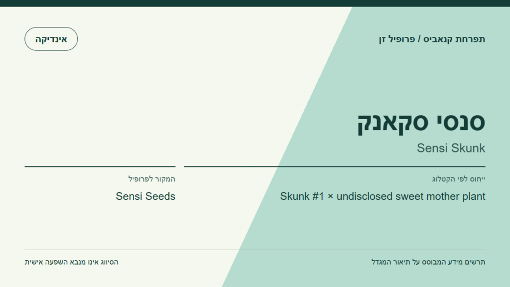 תרשים פרופיל הזן סנסי סקאנק לפי קטלוג המגדל