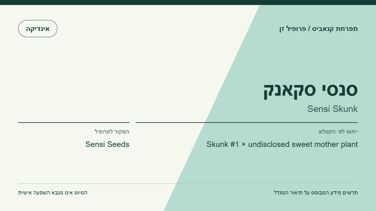 תרשים פרופיל הזן סנסי סקאנק לפי קטלוג המגדל