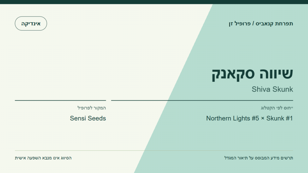 תרשים פרופיל הזן שיווה סקאנק לפי קטלוג המגדל