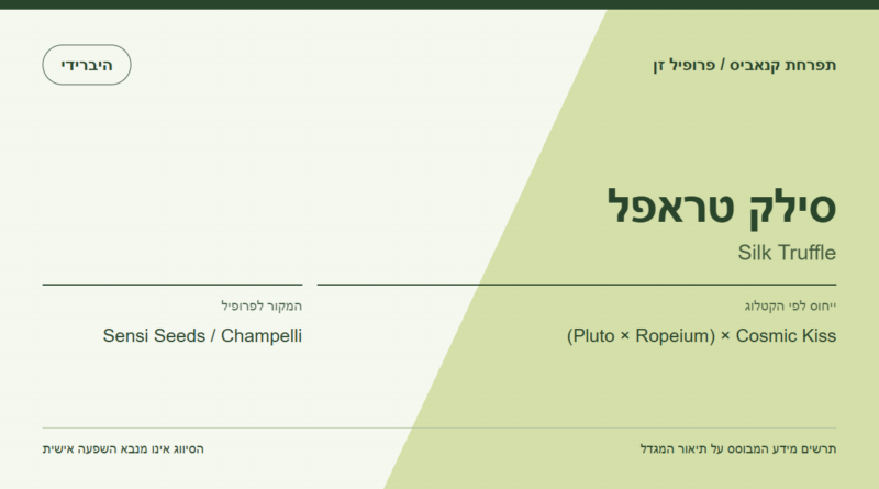תרשים פרופיל הזן סילק טראפל לפי קטלוג המגדל